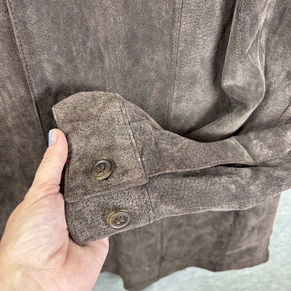 Suede Leather Chore Coat XL Brown Rancher Jacket Washable Zip Pocket Harbor Bay - Picture 10 of 16